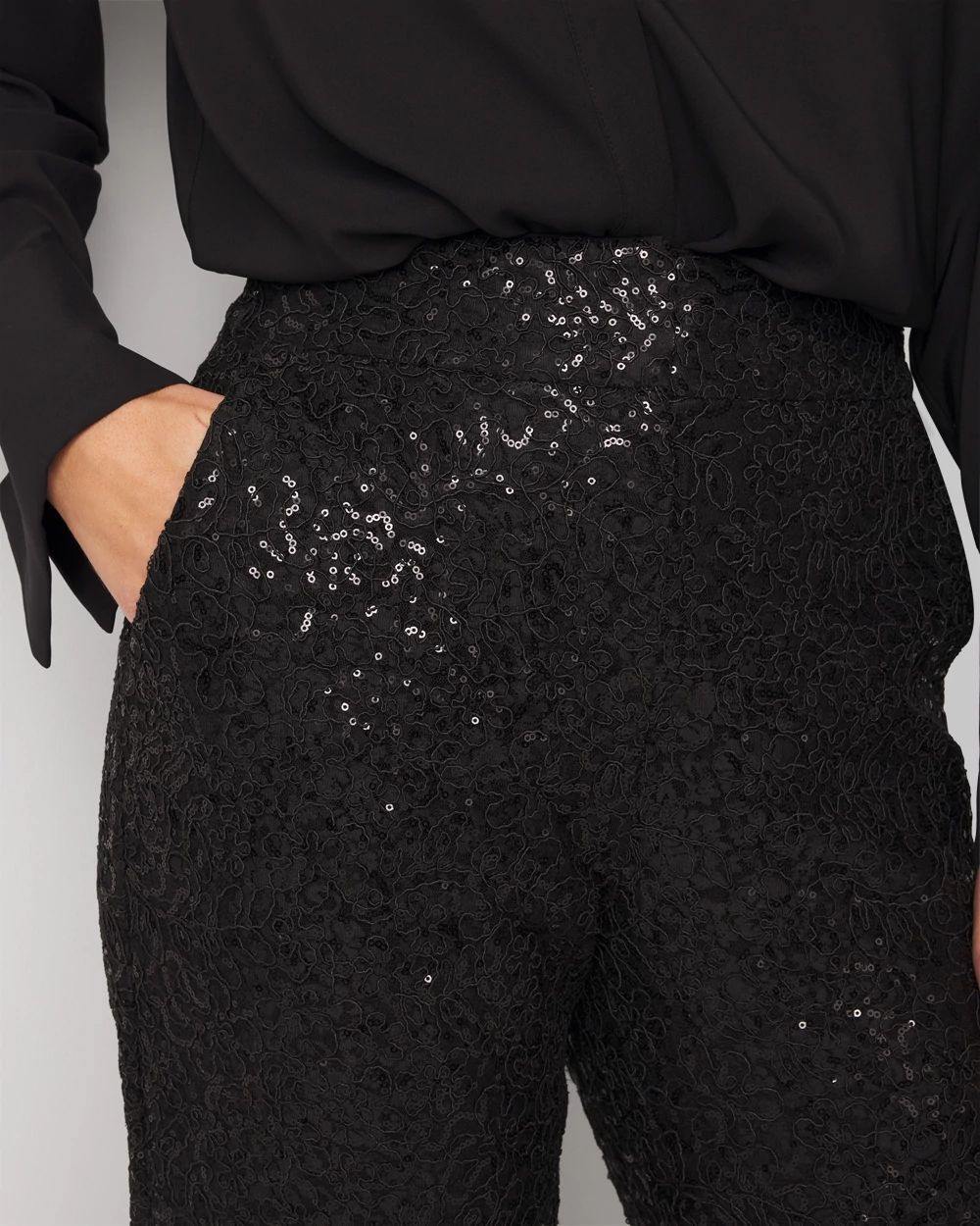 Sequin + Lace Riley Trouser | White House Black Market